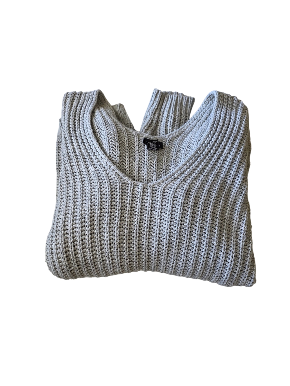 Rue21 Off-Shoulder Ribbed Knit Sweater in Light Gray
